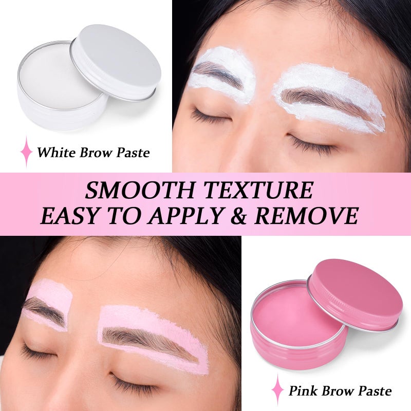 ATOMUS Brow Mapping Kit with 10m Pink & White Mapping String 20g White & Pink Brow Paste 50pcs Eyebrow Ruler Stickers 2 Brow Brushes 2pcs Eyebrow Pencil 1pc Sharpener 10pcs Blades - Image 3